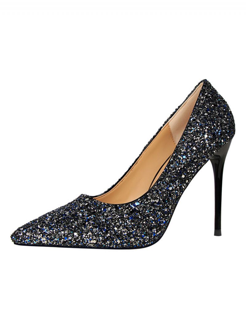 Kvinnors Glitter Evening Pumps Prom Skor - Blå