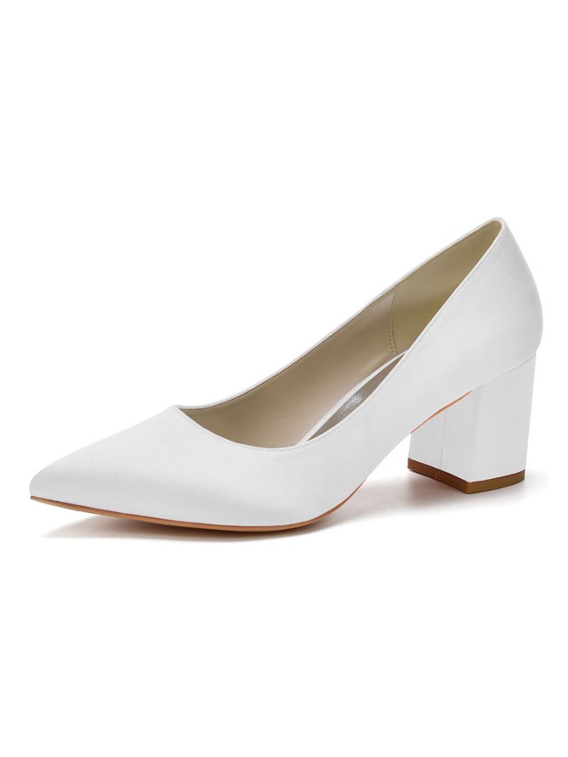 Kvinnors Lågklackade Bridal Pumps Heels - Vit