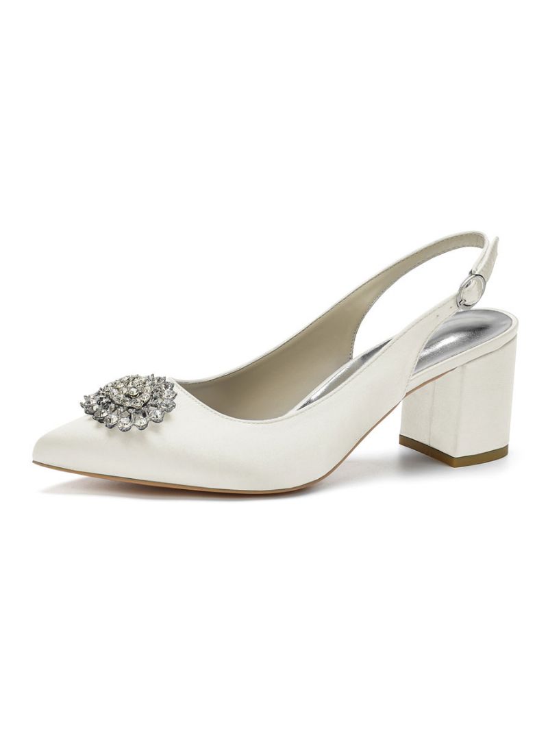 Kvinnors Lågklackade Slingback Bridal Pumps - Elfenben