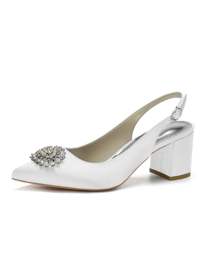 Kvinnors Lågklackade Slingback Bridal Pumps - Vit