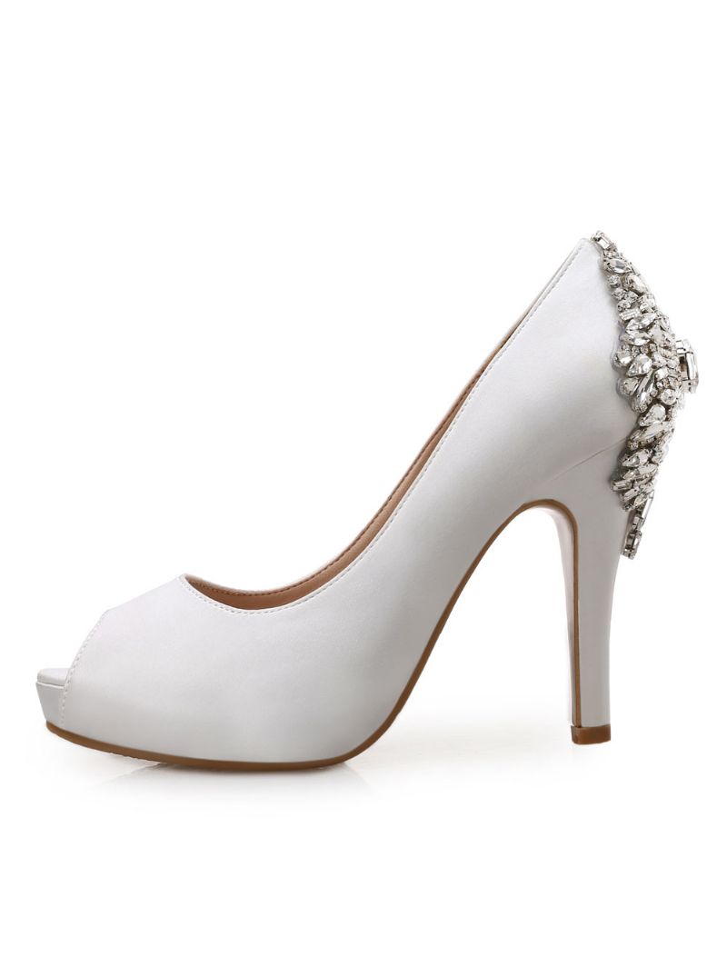 Kvinnors Peep Toe Bridal Pumps - Vit