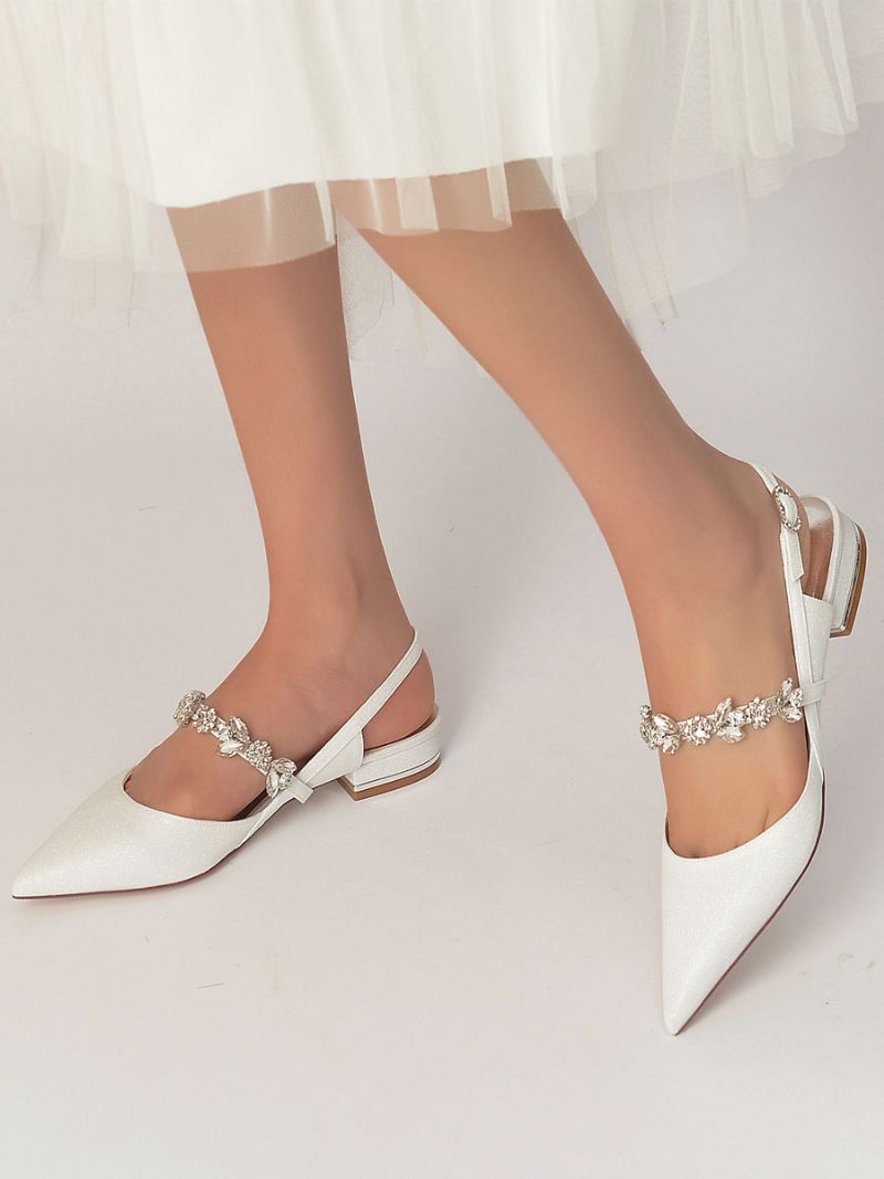 Platta Brudskor För Kvinnor Mary Jane Rhinestones Slingback Pumps