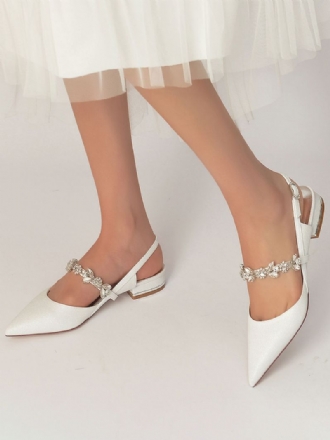 Platta Brudskor För Kvinnor Mary Jane Rhinestones Slingback Pumps