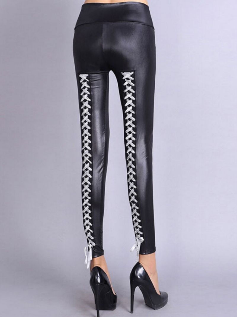 Lace-up Leggings För Kvinnor - Silver