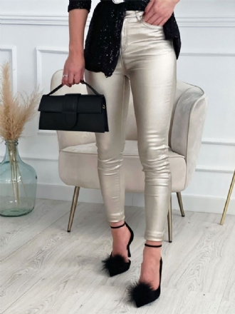 Silver Byxor För Kvinnor Hög Midja Skinny Leggings