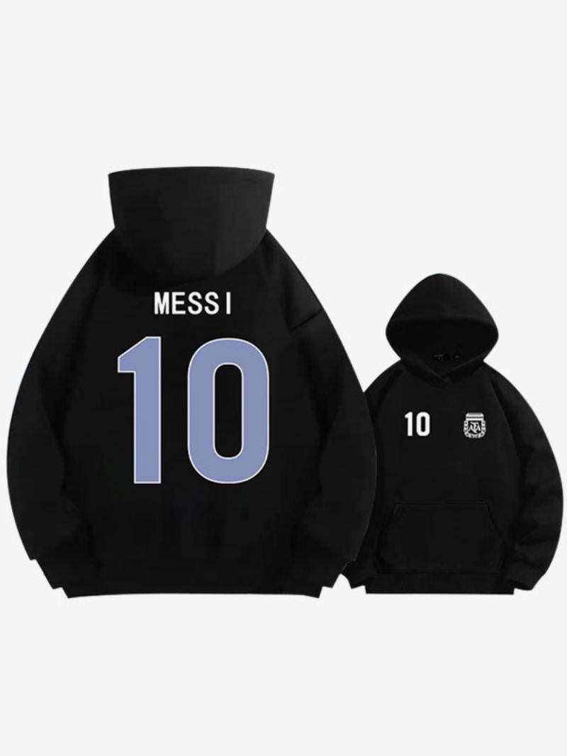 Argentina Messi Nummer 10 Hoodiejacka För Män