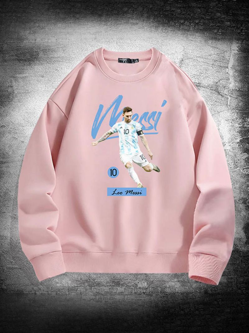 Argentina Messi Sweatshirt Långärmad Topp För Män - Rosa