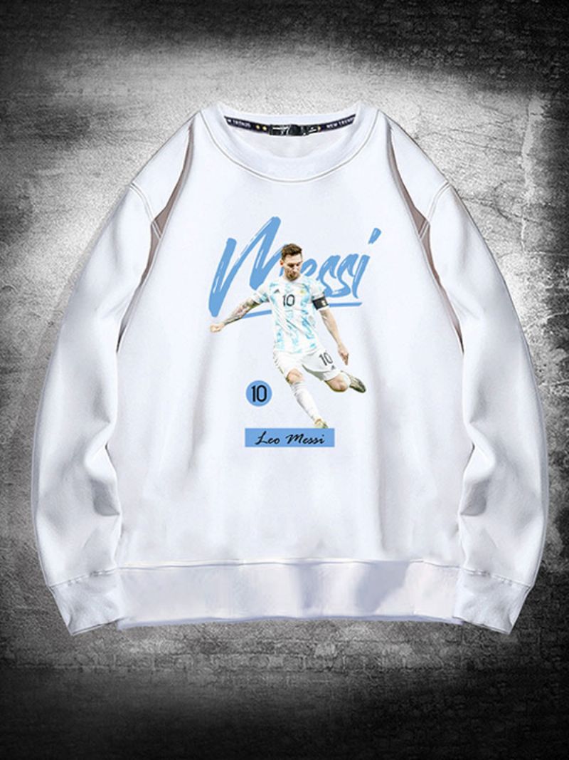 Argentina Messi Sweatshirt Långärmad Topp För Män - Vit