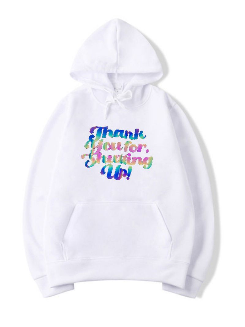 Herr Luvtröjor Långärmad Words Print Polyester Sweatshirt - Vit