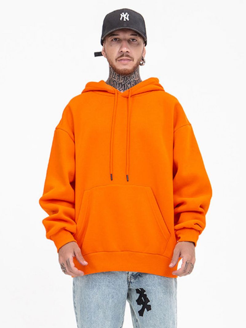 Luvtröjor För Män Långärmad Luvtröja I Polyester - Orange