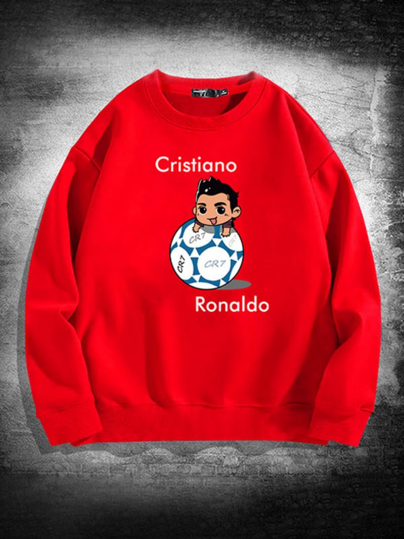 Ronaldo Sweatshirt Långärmad Topp För Män - Röd