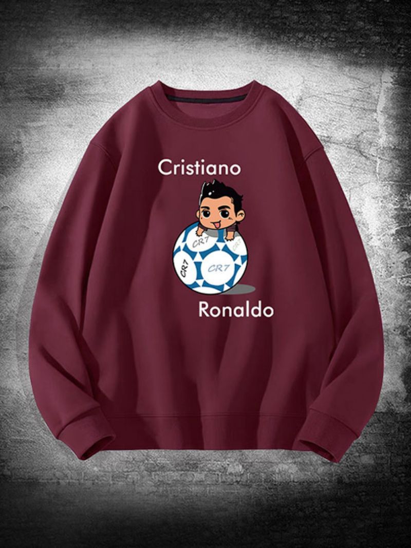 Ronaldo Sweatshirt Långärmad Topp För Män - Burgogne