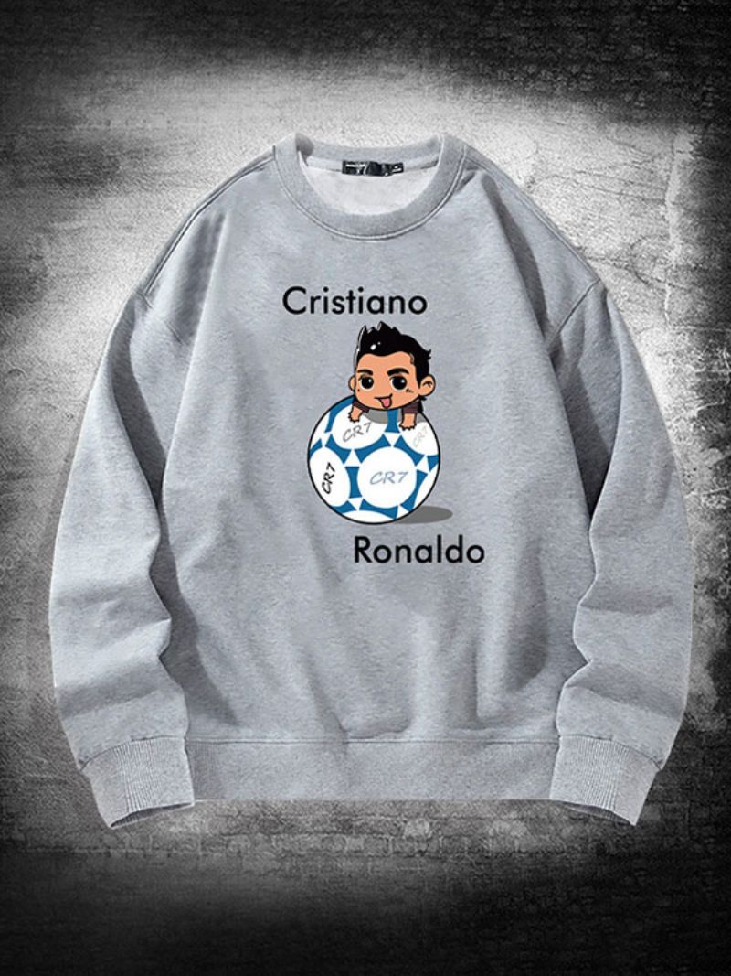 Ronaldo Sweatshirt Långärmad Topp För Män - Ljusgrå