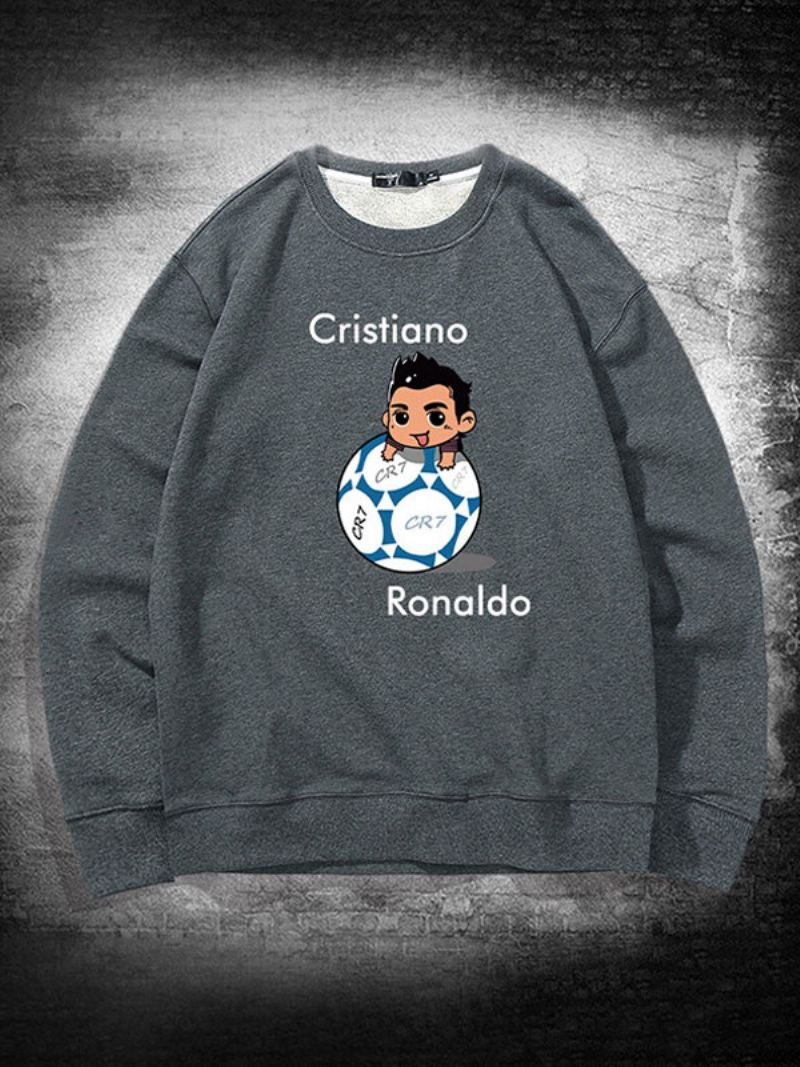 Ronaldo Sweatshirt Långärmad Topp För Män - Grå