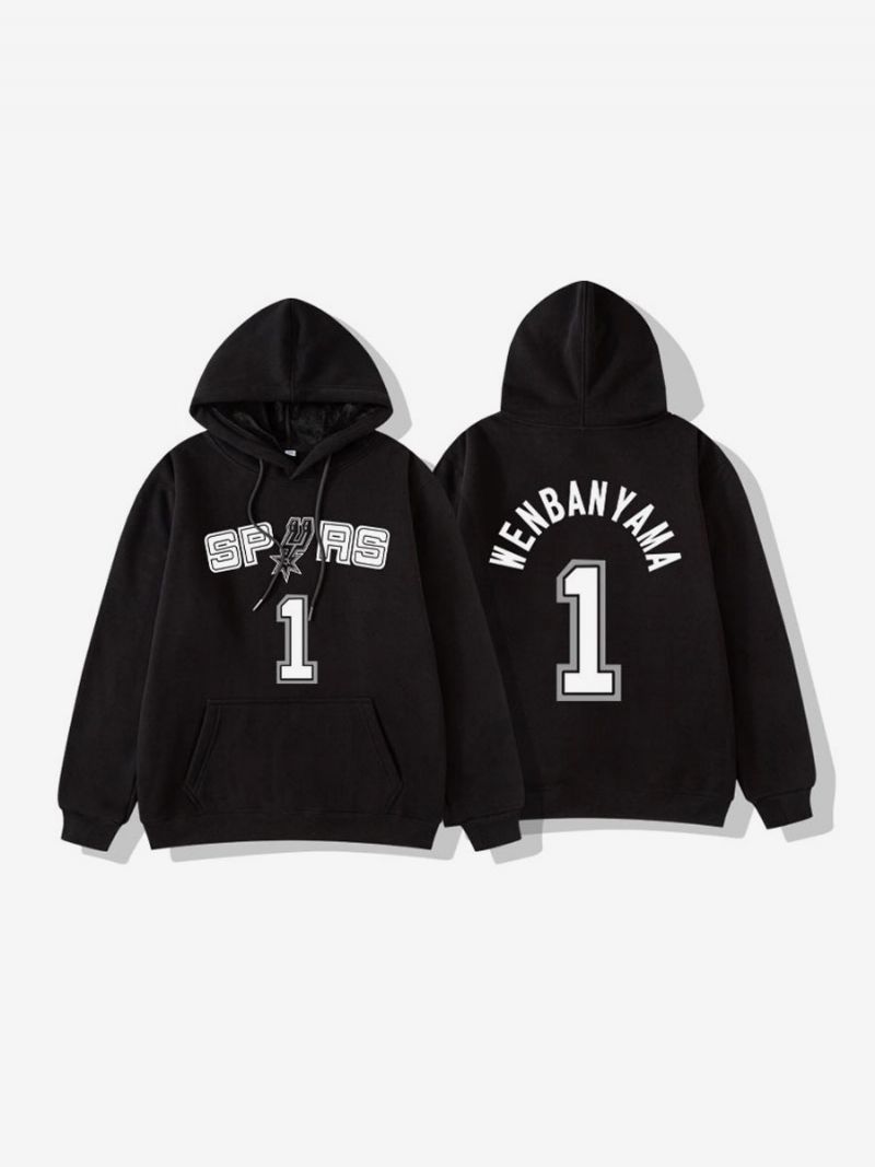 San Antonio Spurs Nummer 1 Wembanyama Hoodie Herrtröja