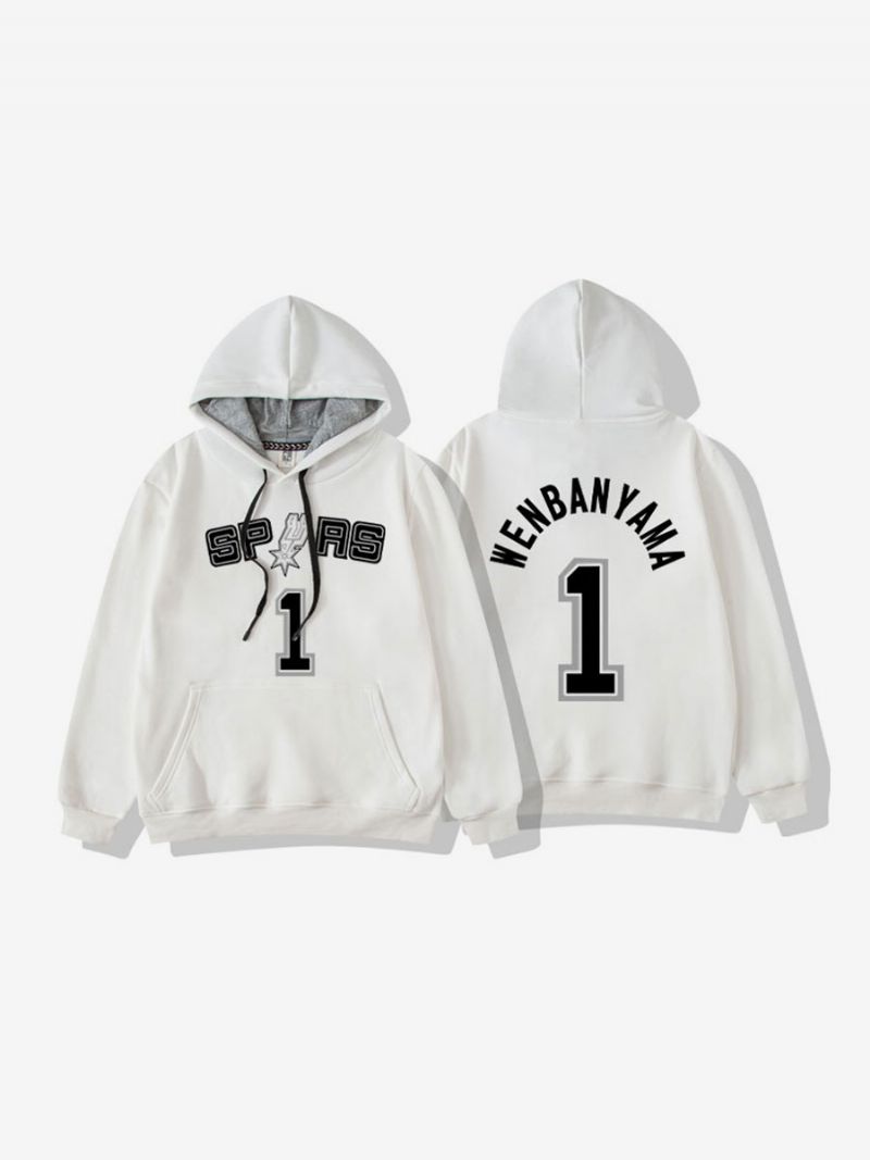 San Antonio Spurs Nummer 1 Wembanyama Hoodie Herrtröja - Vit