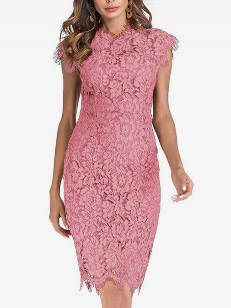 Kvinnors Födelsedag Bodycon Klänningar Rosa Ärmlös Designad Halsringning Midiklänning Slida Klänning Casual Pencil Dress - Rosa