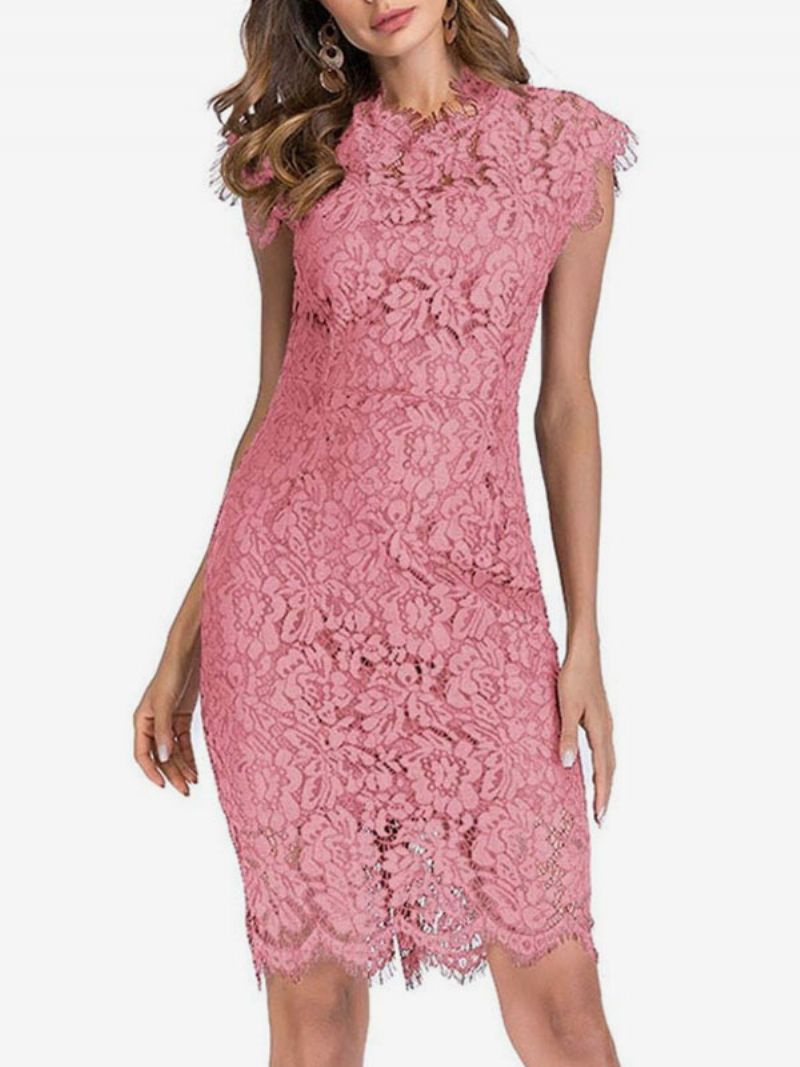 Kvinnors Födelsedag Bodycon Klänningar Rosa Ärmlös Designad Halsringning Midiklänning Slida Klänning Casual Pencil Dress - Rosa