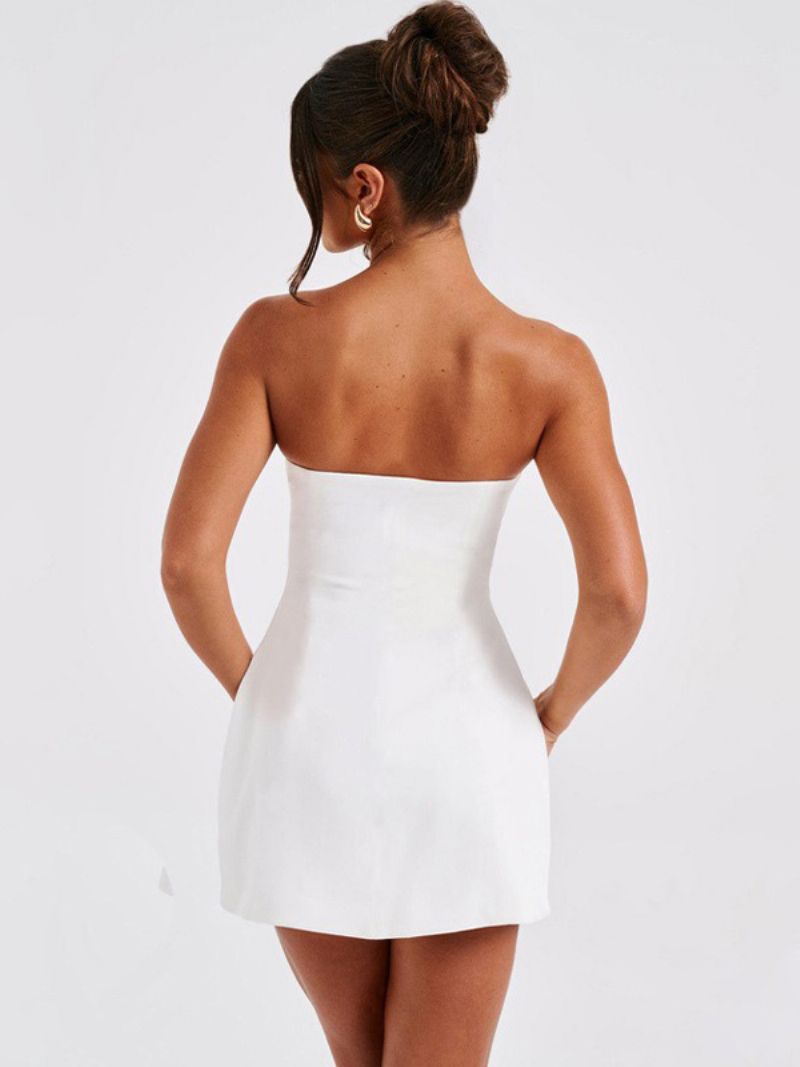 Kvinnors Svarta Bodycon Klänningar Off The Shoulder Backless Party Mini - Vit