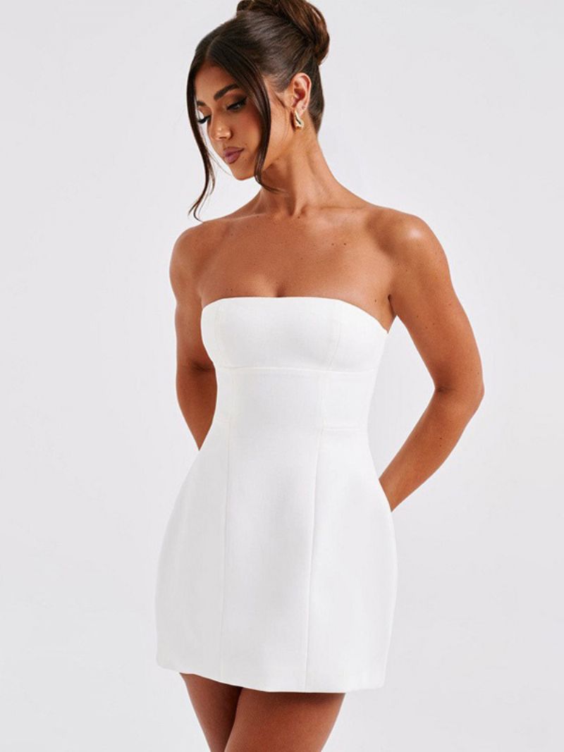 Kvinnors Svarta Bodycon Klänningar Off The Shoulder Backless Party Mini - Vit