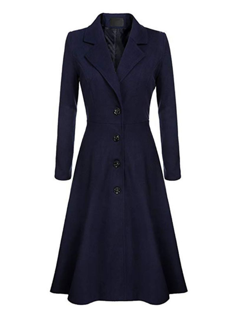 Dam Swing Coat 1950-talet Långärmad Turndown Krage Fit Flare Vinterkappa