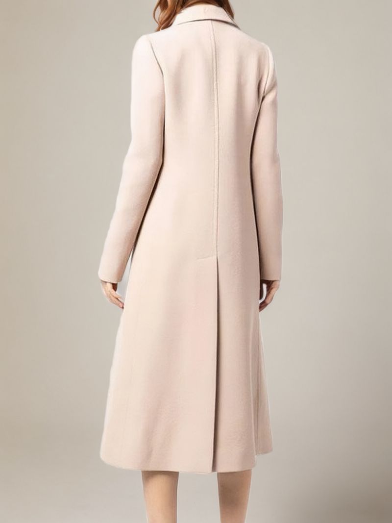 Ytterkläder För Kvinnor Ecru White Winter Warm Maxi Coat - Beige