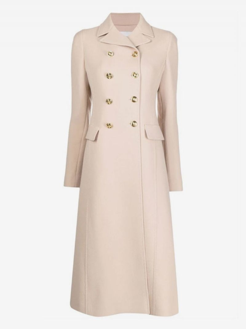 Ytterkläder För Kvinnor Ecru White Winter Warm Maxi Coat - Beige