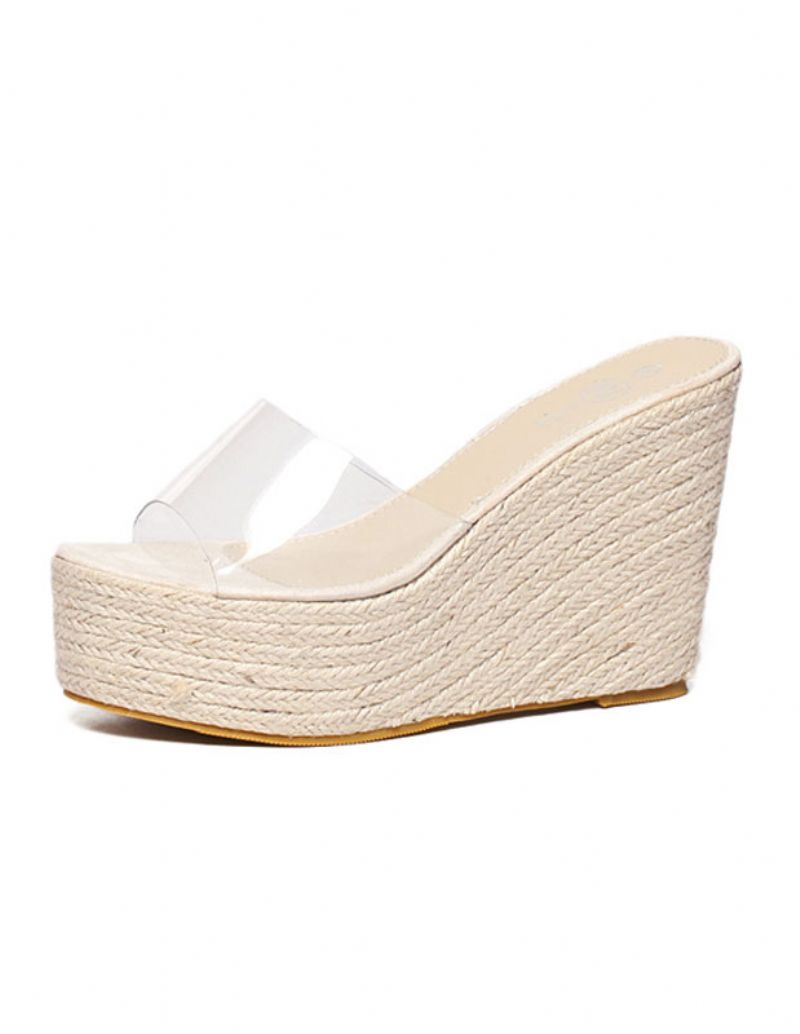 Damsandaler Med Aprikosskivor Klara Peep Toe Mule Espadrillekilar