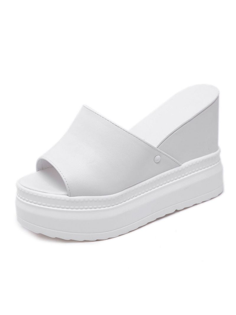 Slingbacks För Damer Pu-läder Wedge Sandaler - Vit