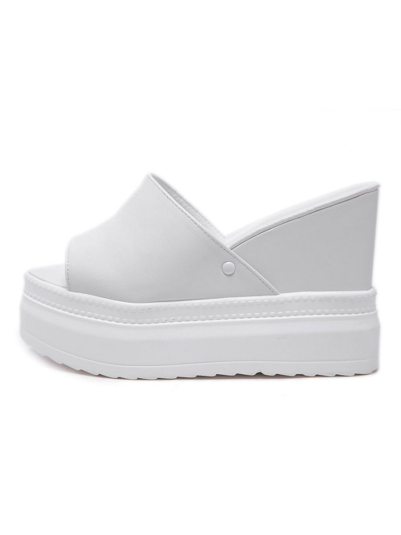 Slingbacks För Damer Pu-läder Wedge Sandaler - Vit