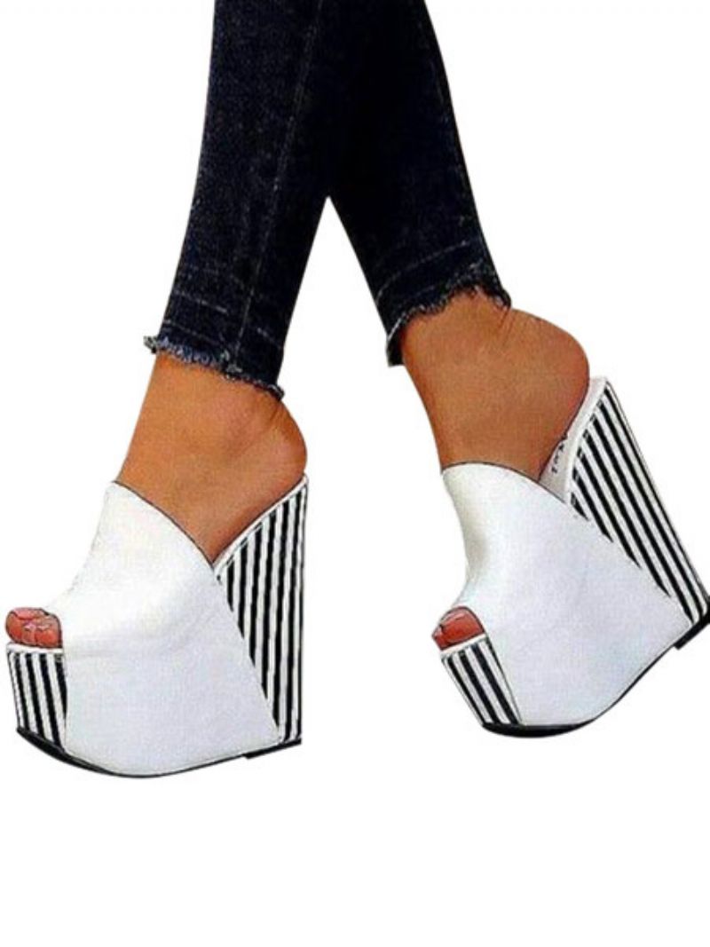 Stripes Platform Wedge Mules För Kvinnor