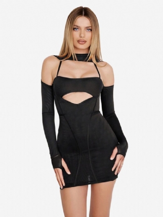 Dam Bodycon Klänning Cutout Öppen Axel Patchwork Sexiga Miniklänningar