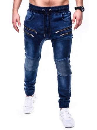 Herr Jeans Chic Distressed Antik Design Skinny Blue Denim Byxor