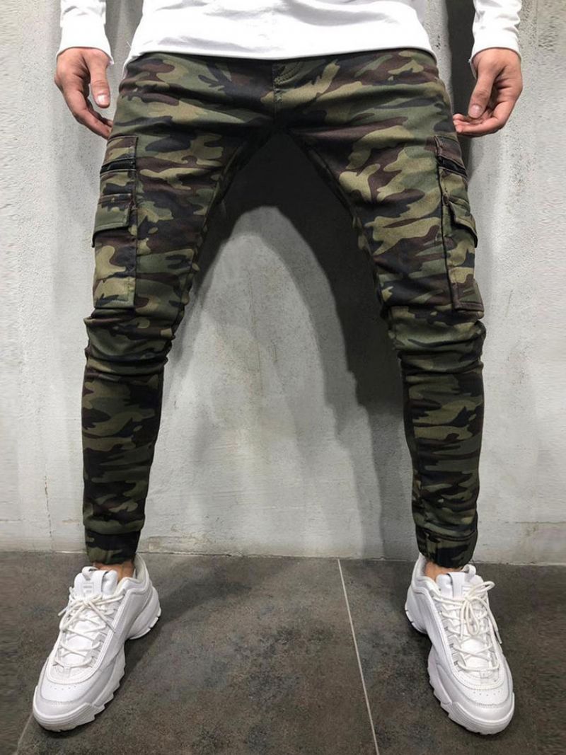 Herrbyxor Casual Camouflage Skinny Hunter Green