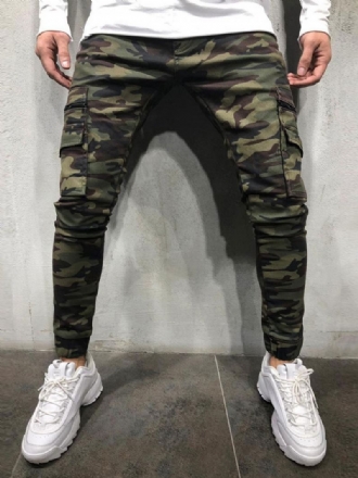 Herrbyxor Casual Camouflage Skinny Hunter Green