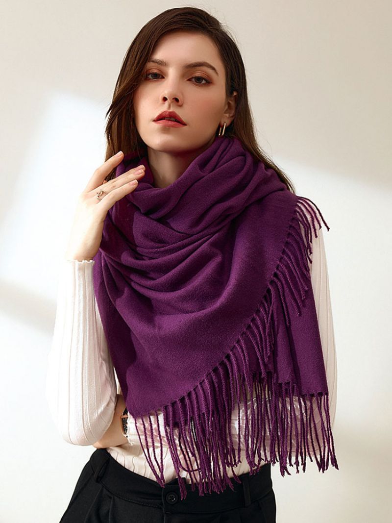 Dam Scarf Charmig Fringe Fiber Lila