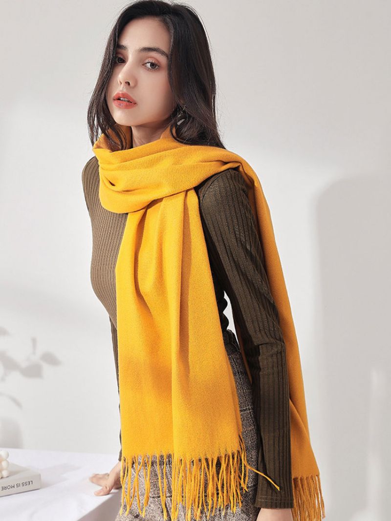 Dam Scarf Charmig Fringe Fiber Lila - Orange