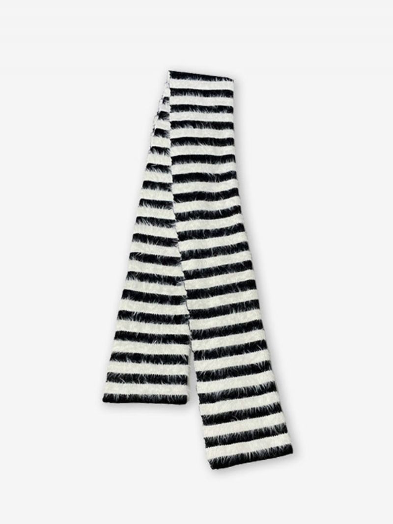 Dam Scarf Kvalitet Stripes Fiber Vinter Varm Lång - Vit