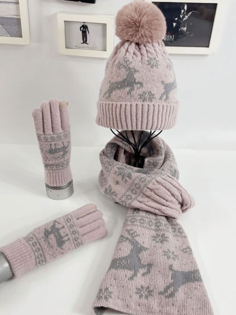 Damscarf Julmönster Poly/bomullsblandning Semesterpresent Hemkläder Vinter Varm Söt Acc - Rosa