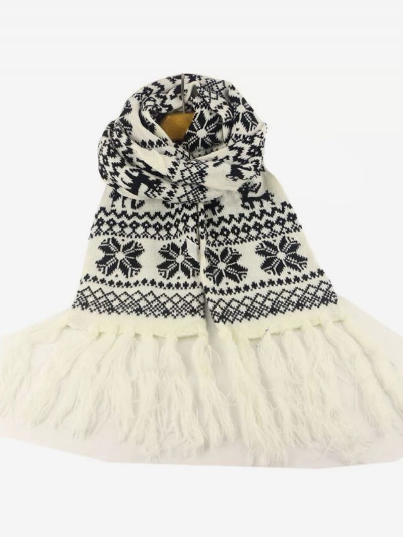 Halsduk För Dam Julmönster Fringe Winter Warm Acc - Beige