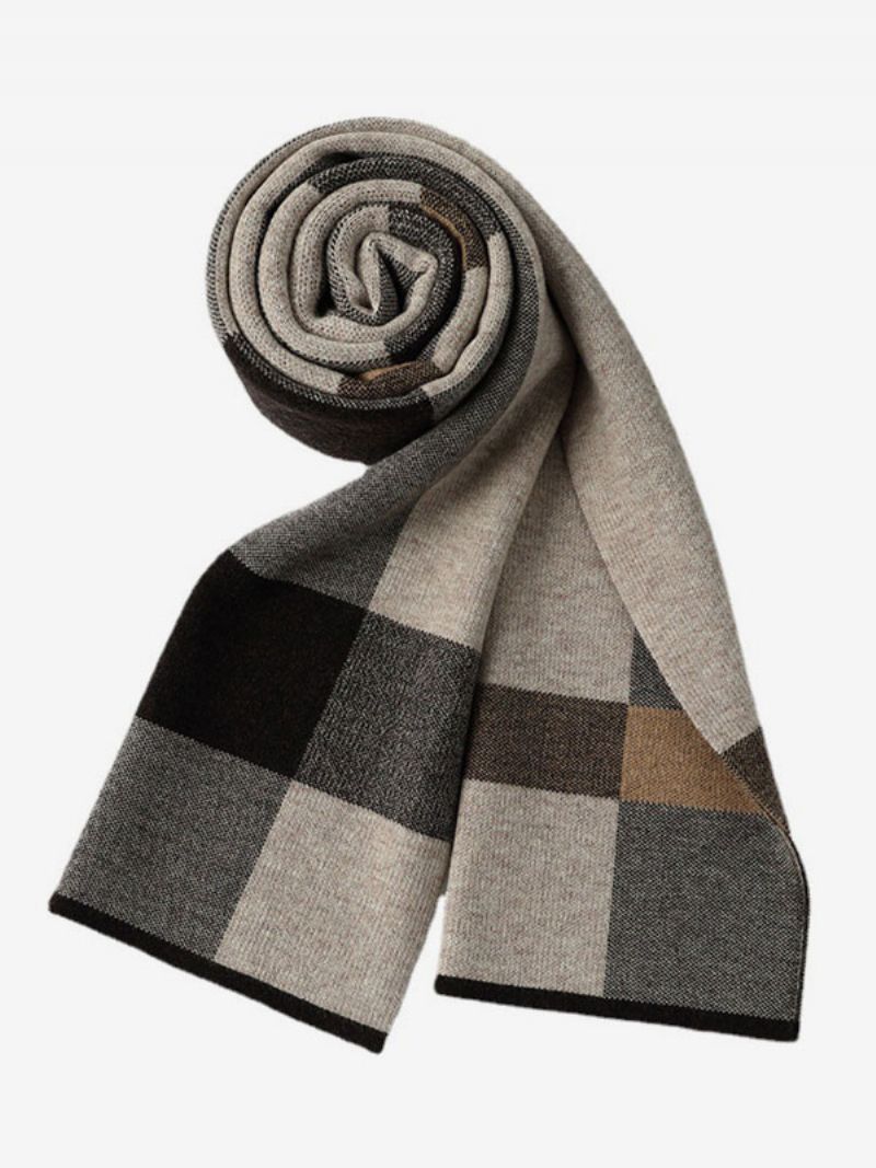 Herrscarf 100 % Ullränder Vintervarma Halsdukar - Khaki