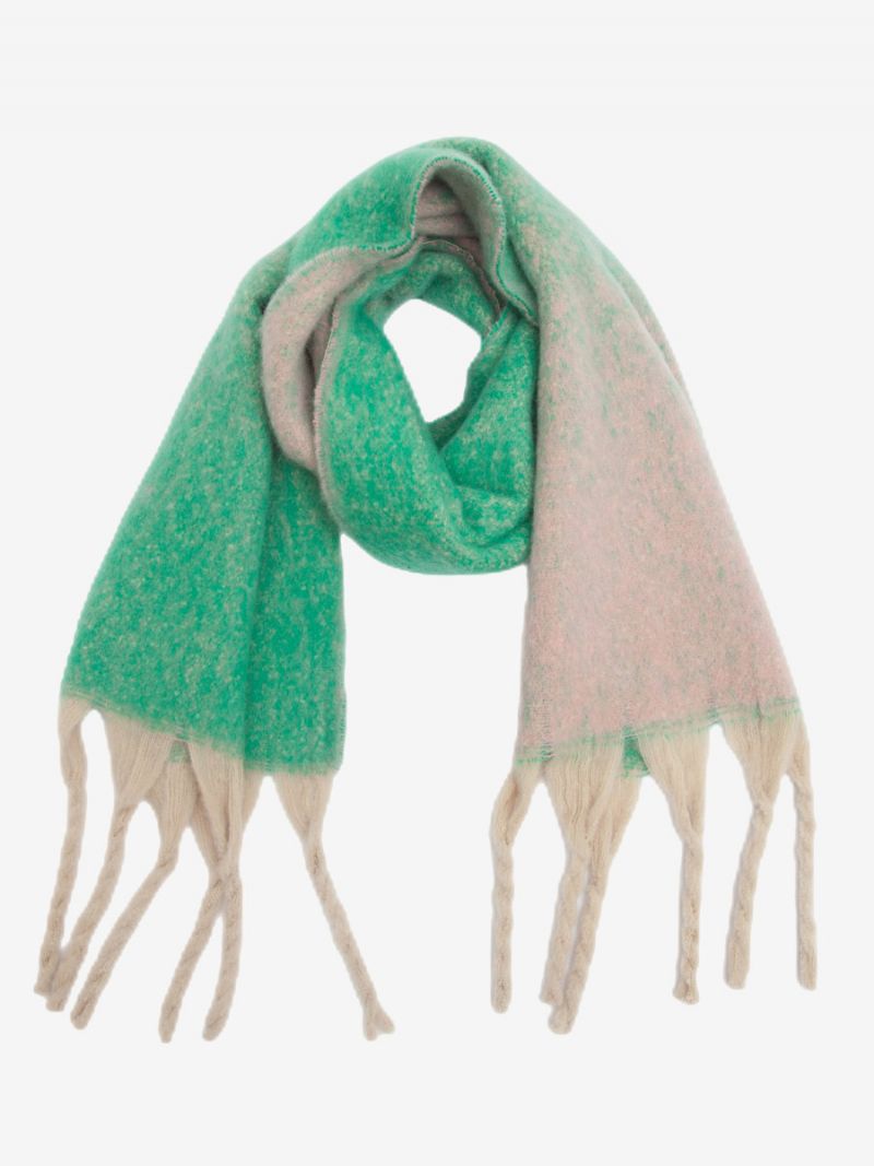 Mjuk Gradient Filt Scarf Med Fransar Vintervarma Kvinnors Halsdukar - Gräsgrön