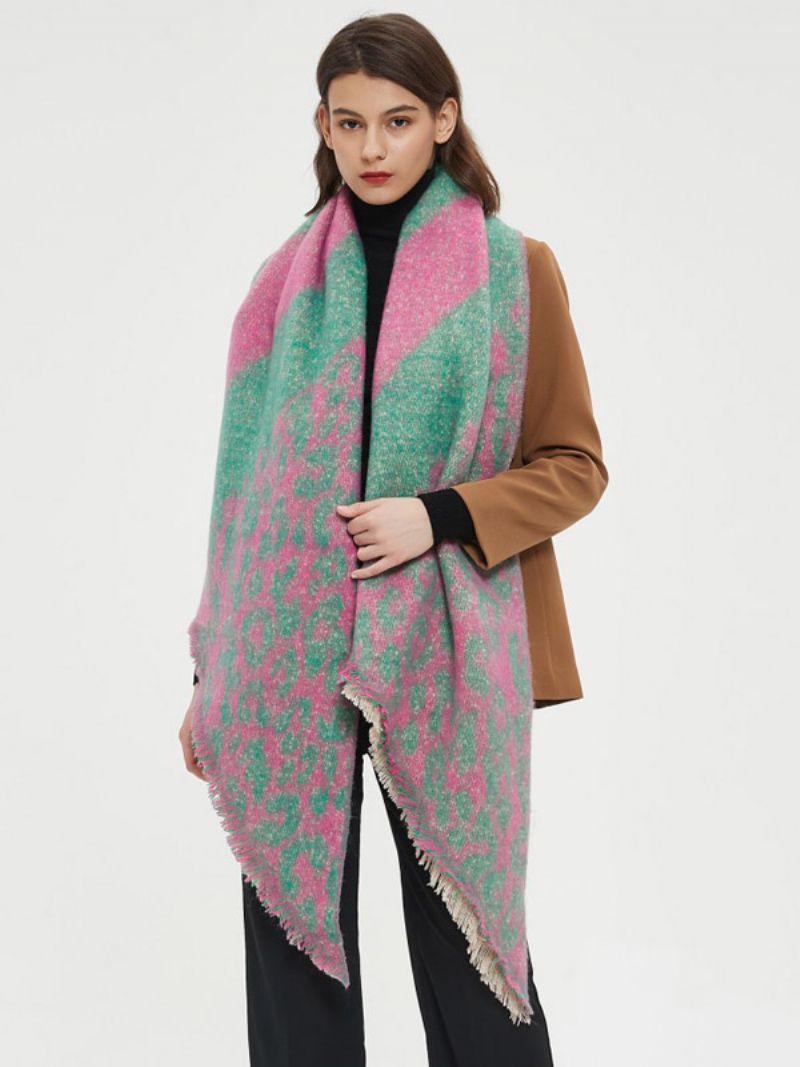 Mjuk Scarf Ögonfransklippning Color Block Fuzzy Blanket Damscarves