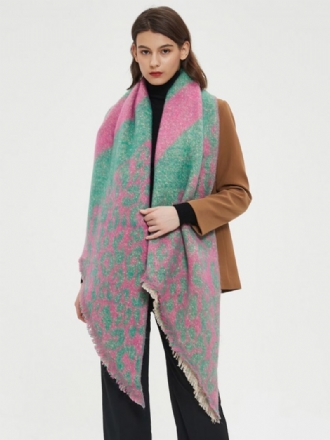 Mjuk Scarf Ögonfransklippning Color Block Fuzzy Blanket Damscarves