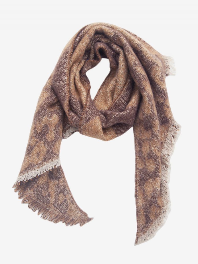 Mjuk Scarf Ögonfransklippning Color Block Fuzzy Blanket Damscarves - Kaffe Brun