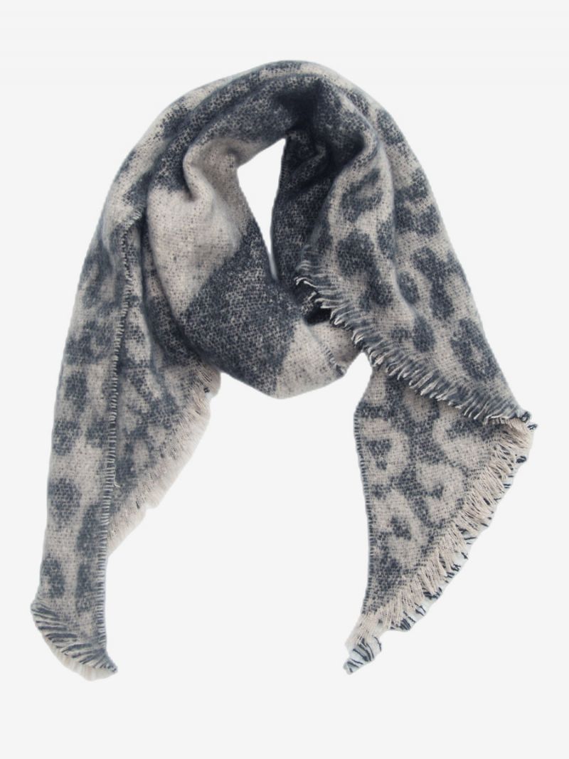 Mjuk Scarf Ögonfransklippning Color Block Fuzzy Blanket Damscarves - Svart