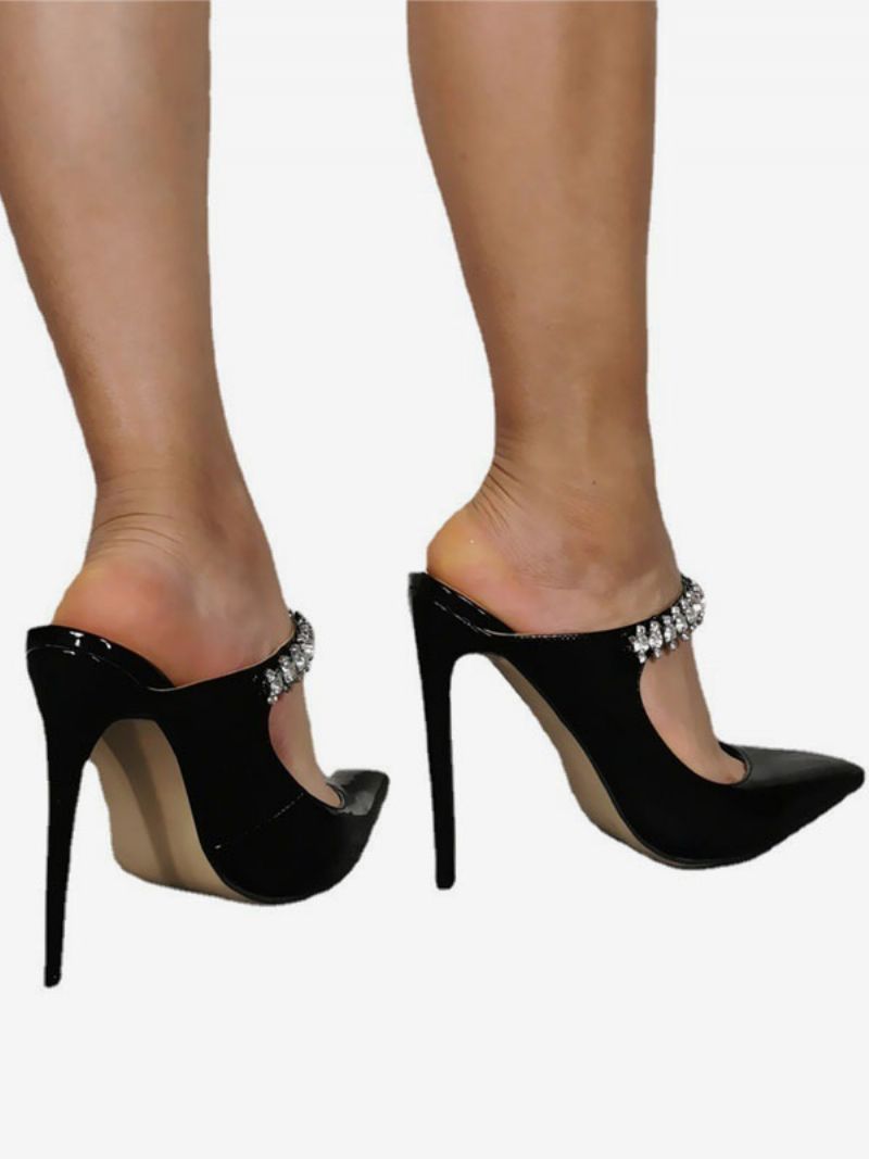 Dam Högklackat Plus Size Pumps Stiletto Heel Patent Pu Ovandel - Svart