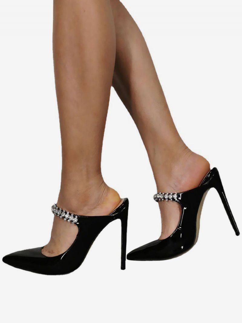 Dam Högklackat Plus Size Pumps Stiletto Heel Patent Pu Ovandel - Svart