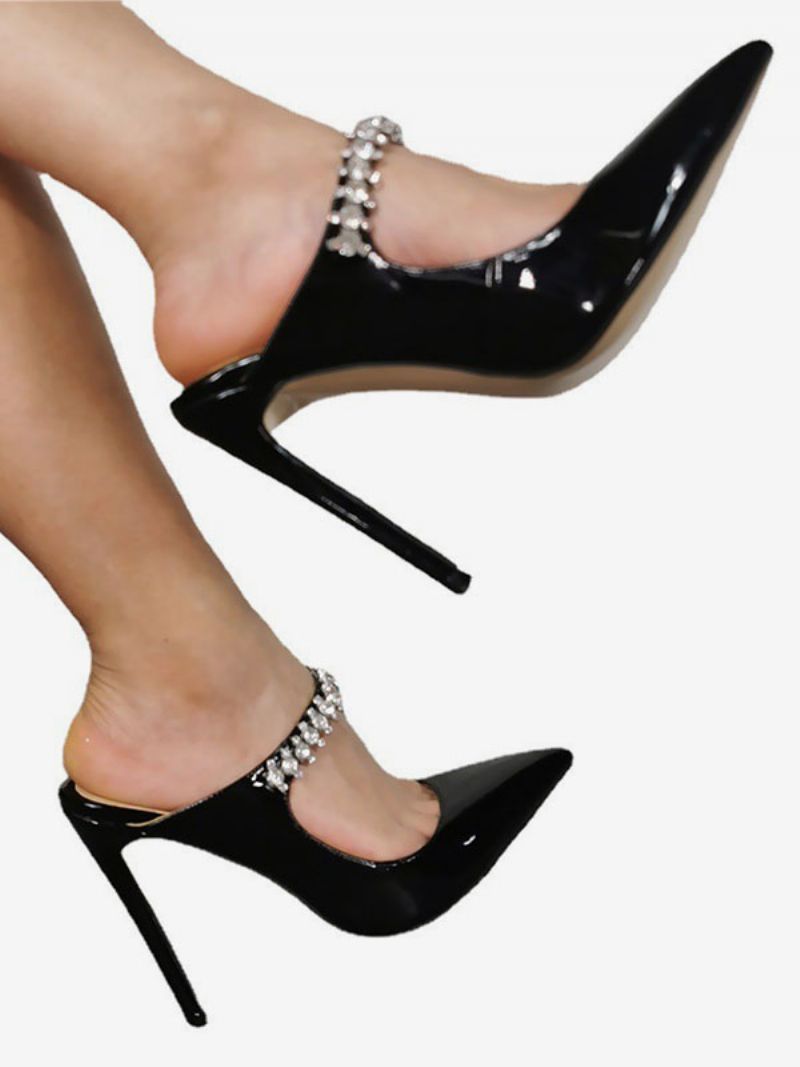 Dam Högklackat Plus Size Pumps Stiletto Heel Patent Pu Ovandel - Svart