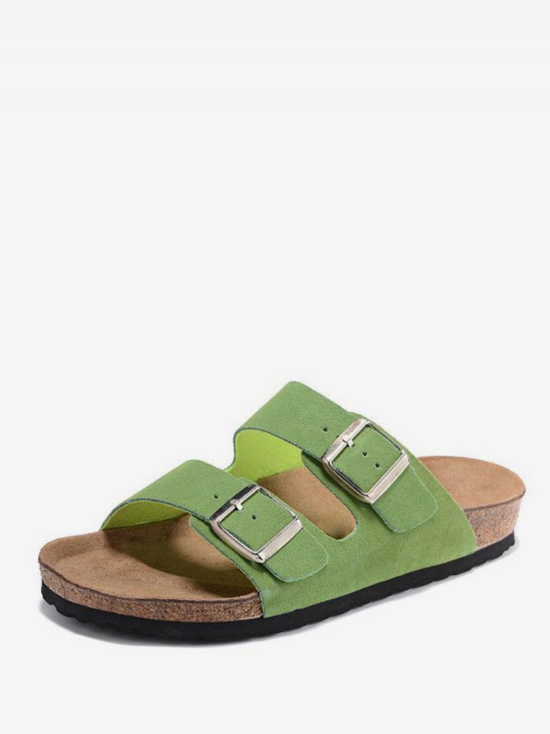 Dam Slide Sandaler Casual Gummi Color Block Rund Toe Tofflor - Grön